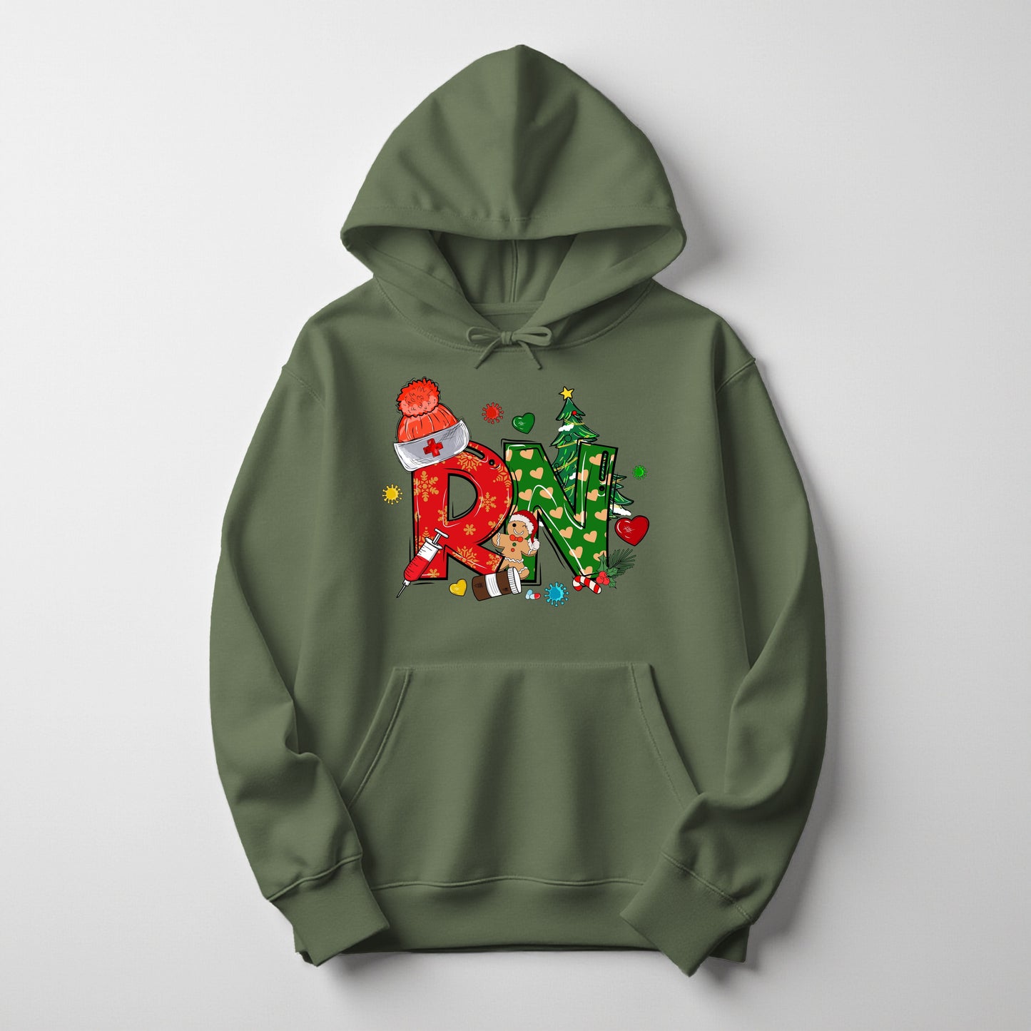 holiday nurse hoodie – festive Christmas sweatshirt for nurses by Inkdustry