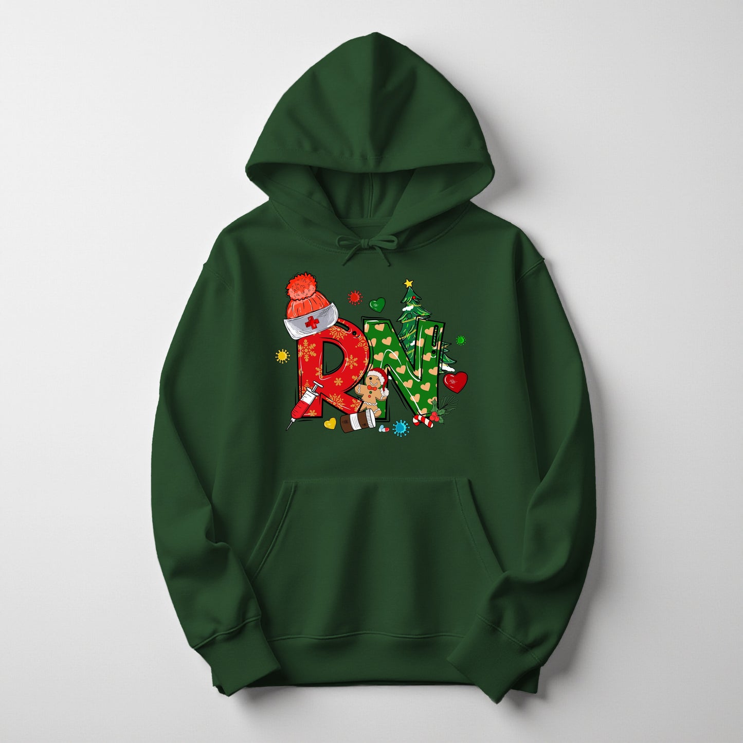 holiday nurse hoodie – festive Christmas sweatshirt for nurses by Inkdustry