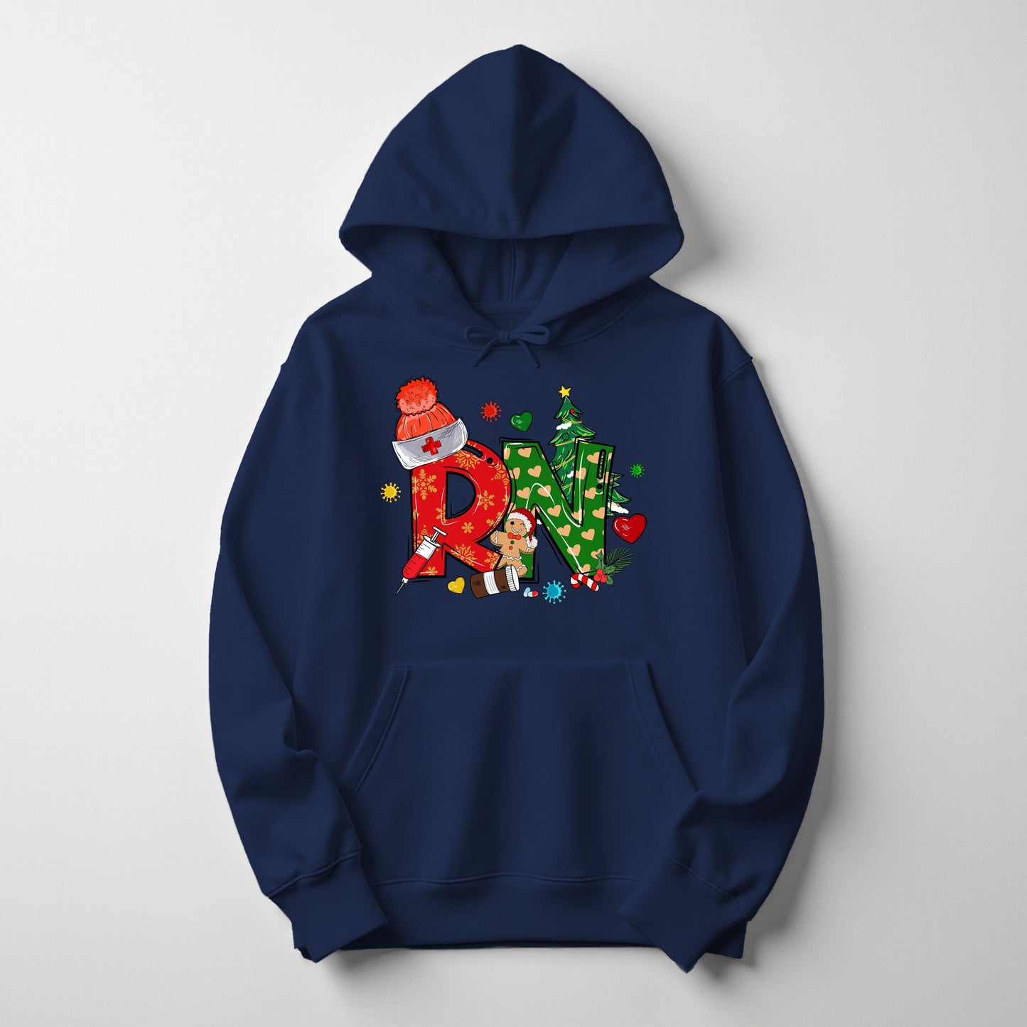 holiday nurse hoodie – festive Christmas sweatshirt for nurses by Inkdustry