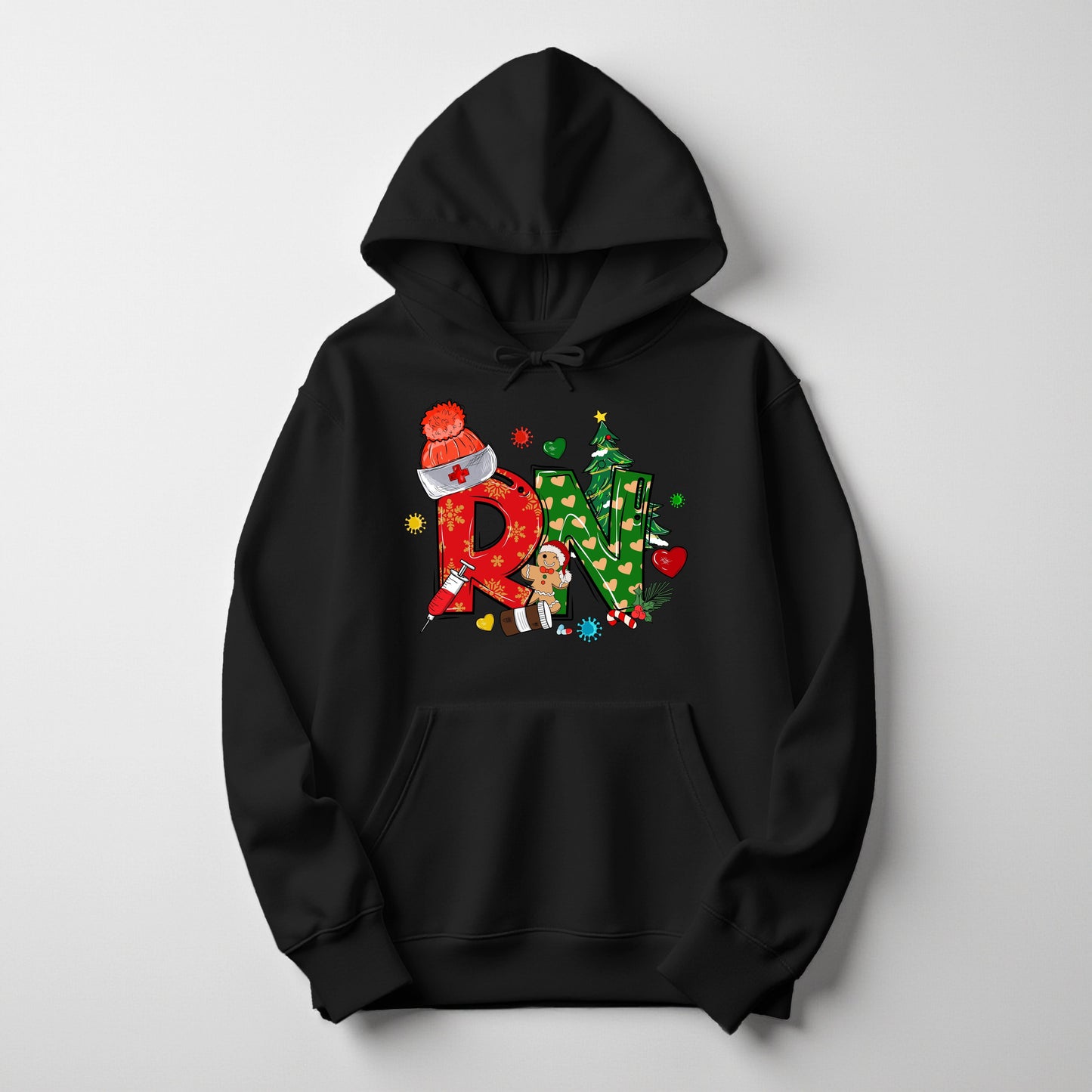 holiday nurse hoodie – festive Christmas sweatshirt for nurses by Inkdustry