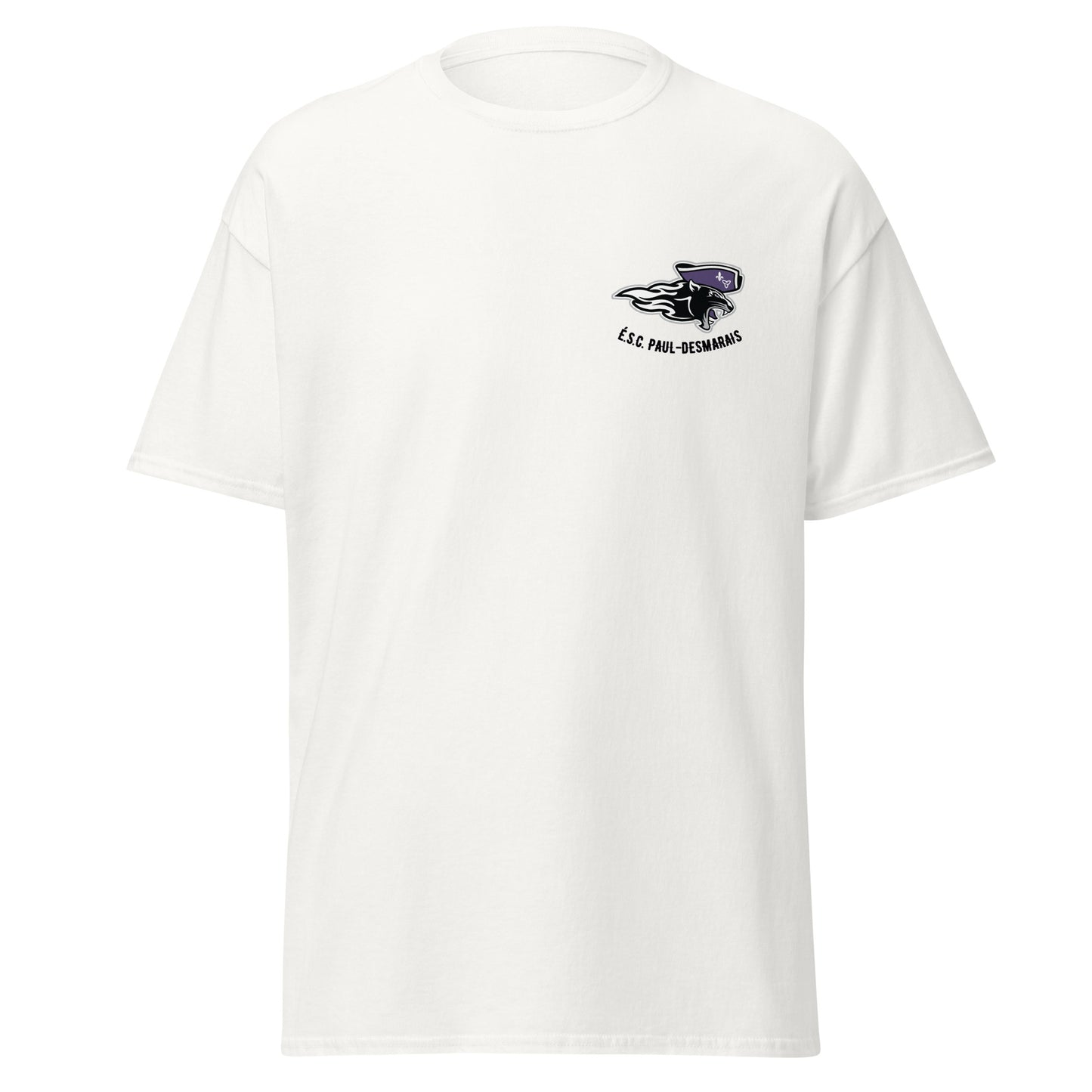 T-shirt É.S.C Paul-Desmarais unisexe en coton logo imprimé à gauche sur la poitrine